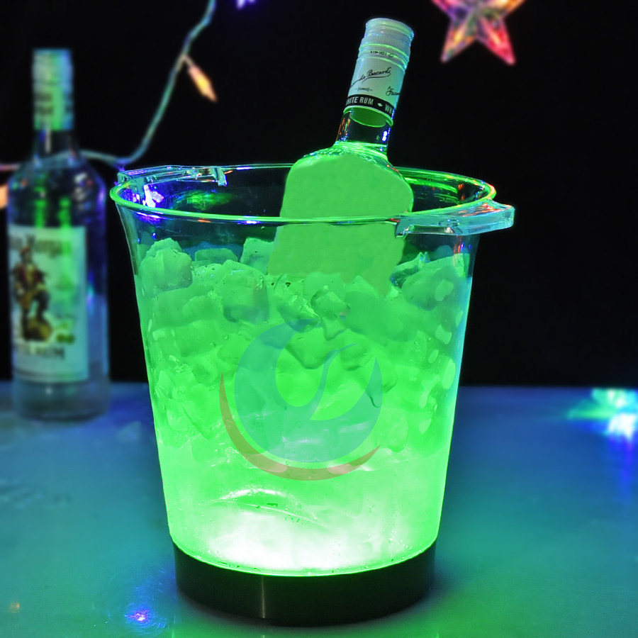 High capacity colorful light up Plastic Durable Barware ice Bucket shape acrylic led Ice Bucket