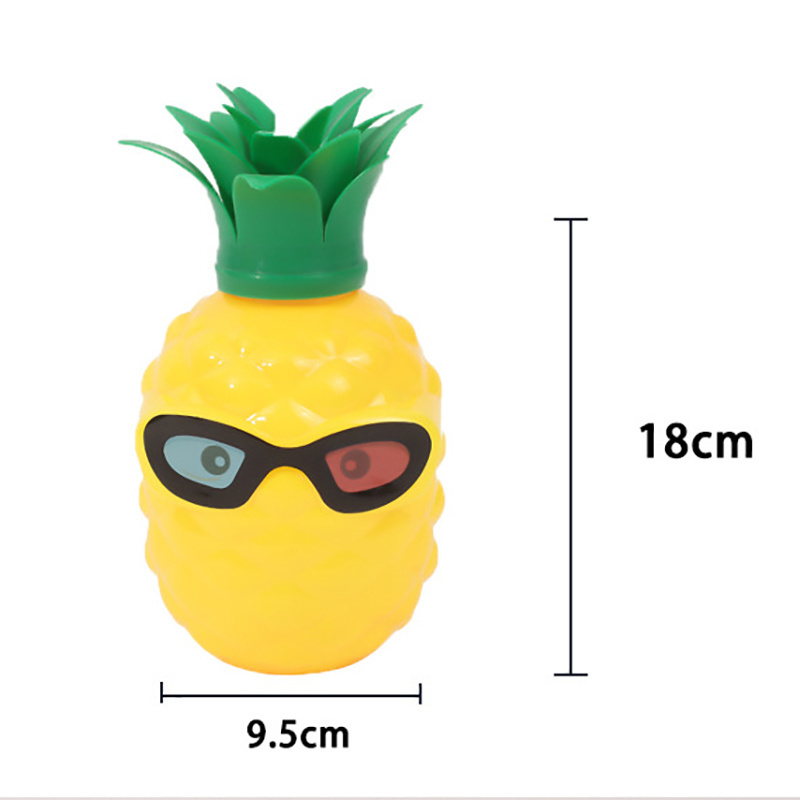 16oz Cute Fruit Shaped Anime Plastic Cup Disposable Juice Drink Pineapple Cup With Lid & Straw