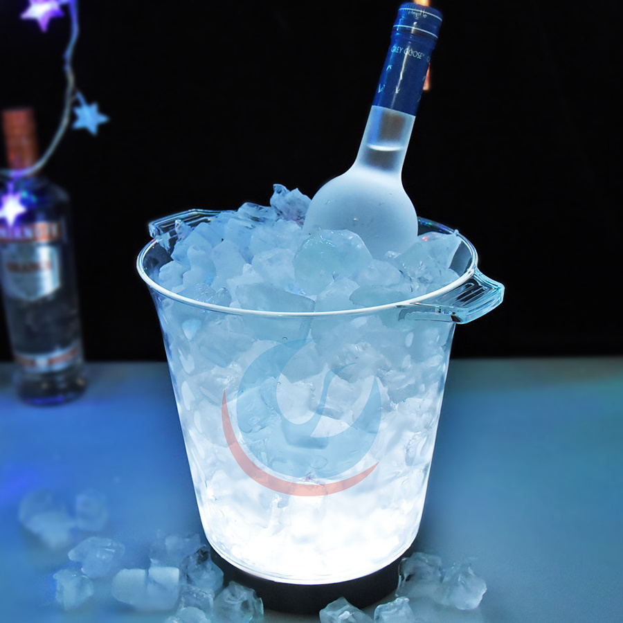 High capacity colorful light up Plastic Durable Barware ice Bucket shape acrylic led Ice Bucket