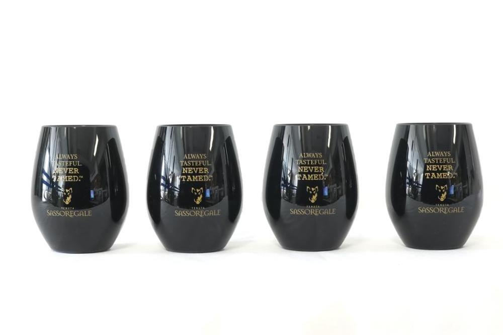 Plastic 8oz print logo stemless wine glasses unbreakable black wine glass