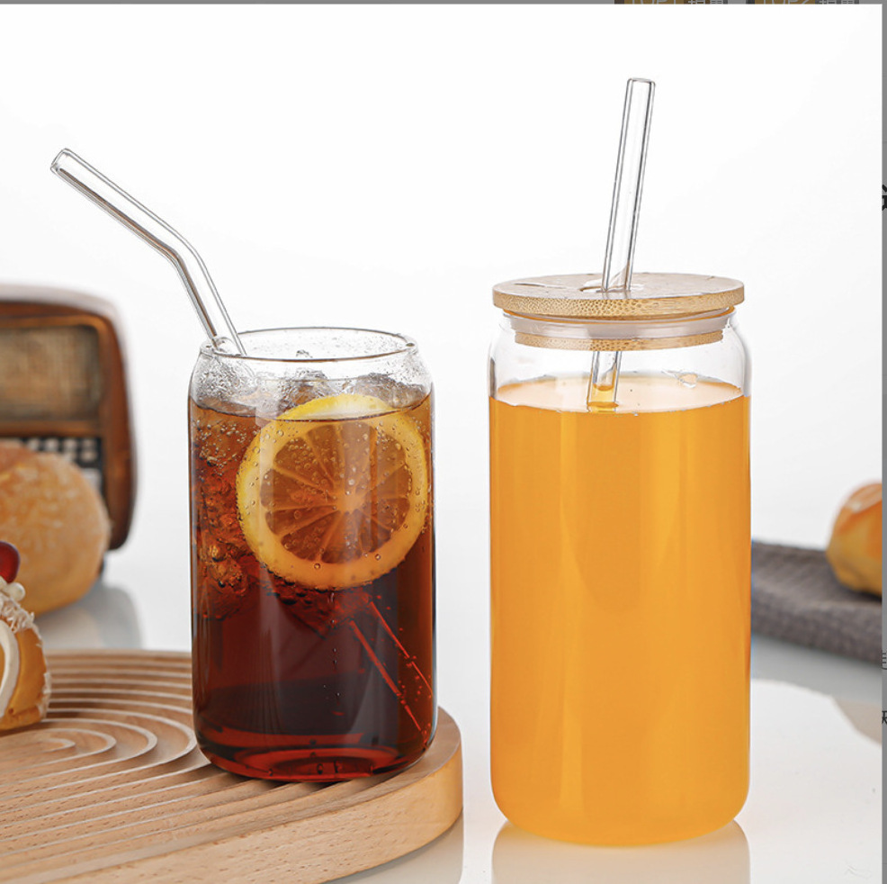 16oz Clear Plastic Libbey Cup Soda Can Shaped Cups Plastic 16 oz Beer Can Glass With Bamboo Lid