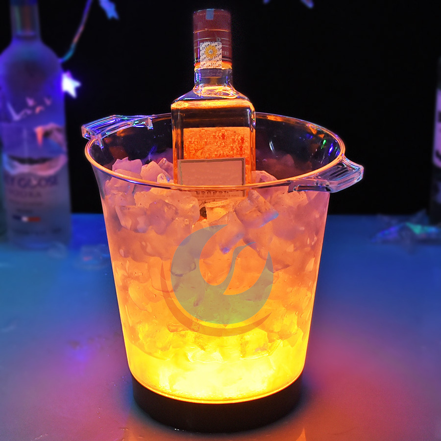 High capacity colorful light up Plastic Durable Barware ice Bucket shape acrylic led Ice Bucket