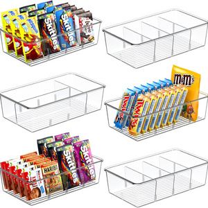 Stackable Fridge Organizers Food Cold Room Storage Organization Bins Clear Plastic Storage Bins with Dividers