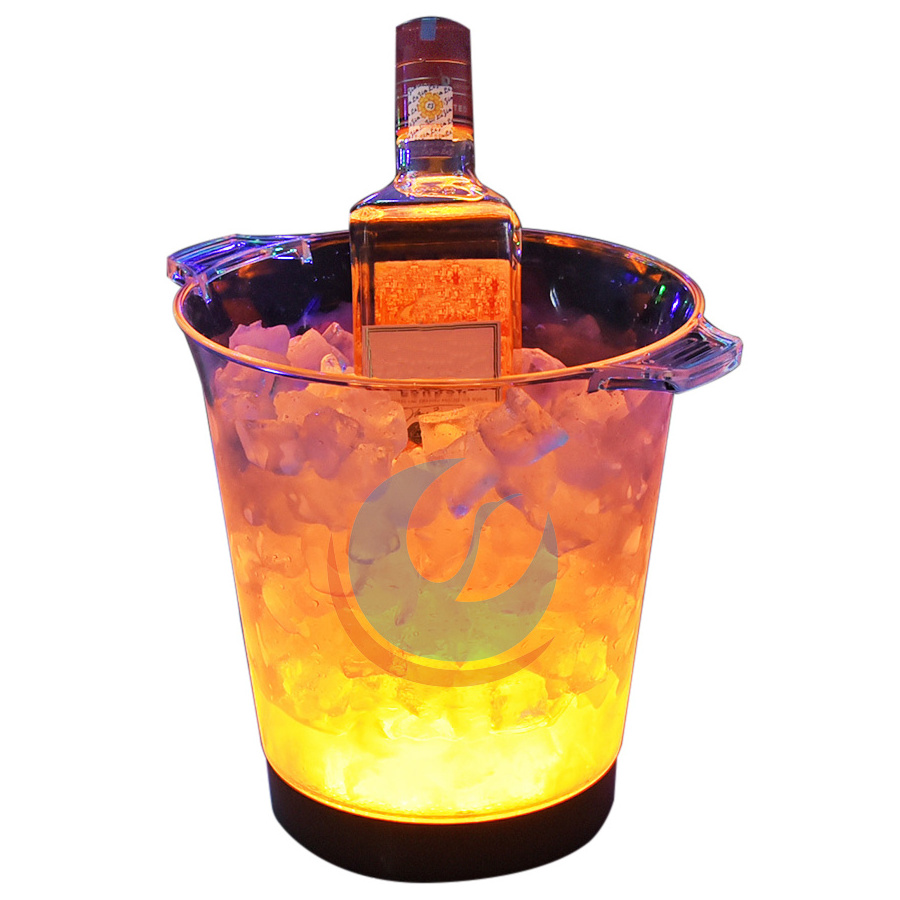 High capacity colorful light up Plastic Durable Barware ice Bucket shape acrylic led Ice Bucket