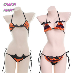 2023 Trick or Treat Halloween Party Women Sexy Costumes 2 PCS Mini Bra and Bikini Thong Sets Sexy Cosplay Costumes for Women