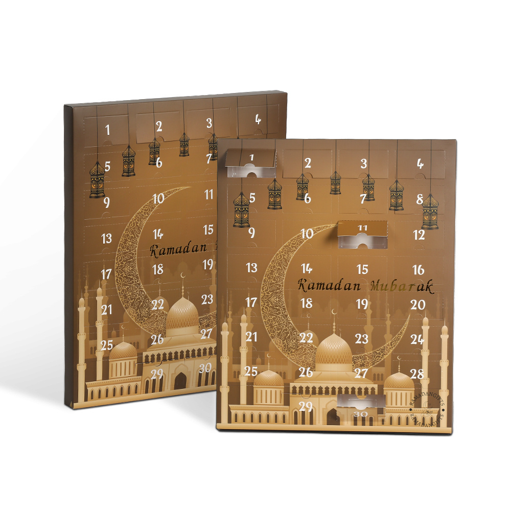 2023 Custom Countdown Arabic Ramadan Mubarak Eid Surprise Blind Poke Fidget Avent Calendar Gift Box for Girls Boys Kids