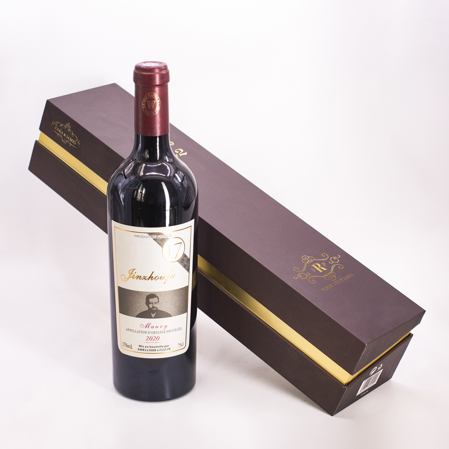 Luxury Gift Set Wine Bottle Glass Packaging Box Portable Leather Wine Gift Boxes with Flocking EVA Foam Insert