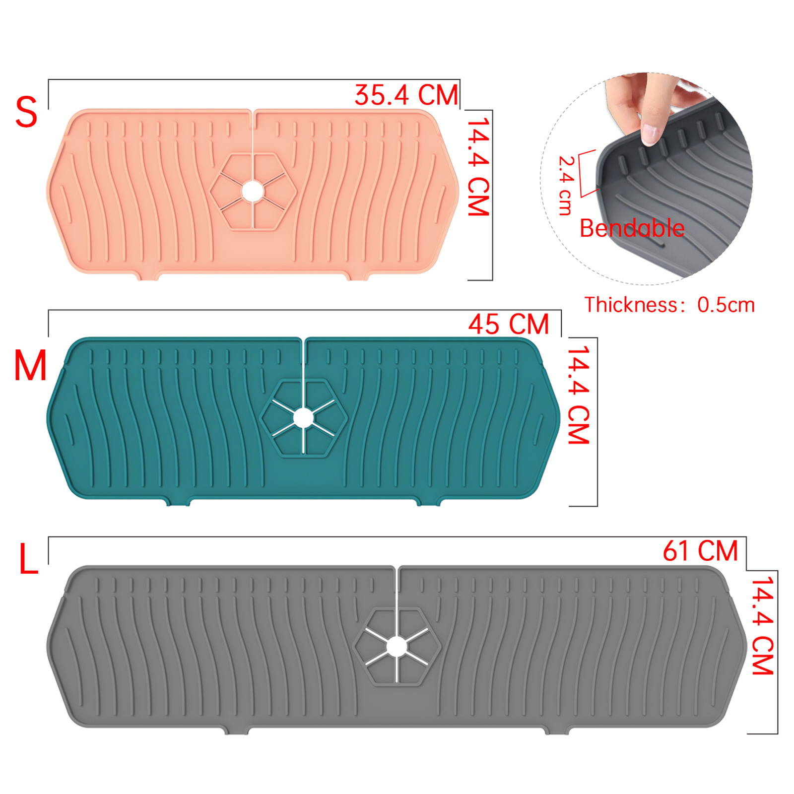 Manufacturer Hot Sale Silicon Sink Faucet Mat, Sink Splash Guard Drip Catcher for Sink Faucet Mat Behind Faucet for Kitchen