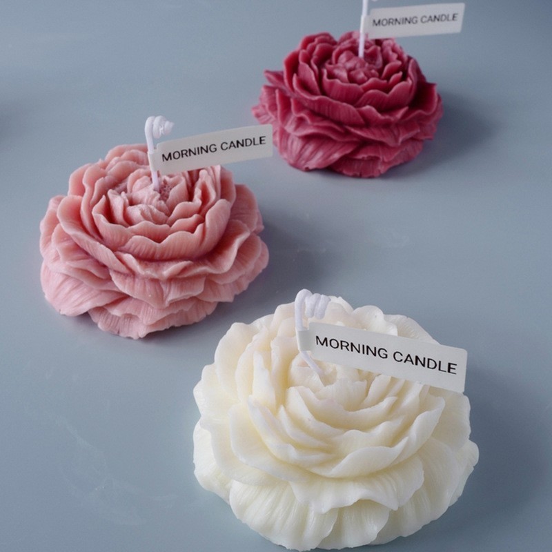 3D peony flower aromatherapy drop glue ornaments diy handmade soap candle rose fondant chocolate cake silicone mold