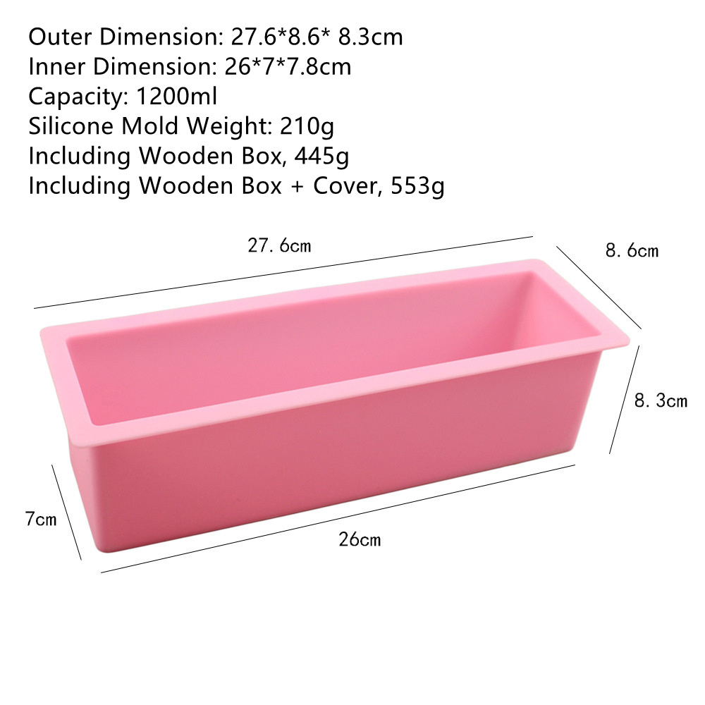 Hot  Factory Silicone Bread Loaf Pans, Nonstick Silicone Baking Mold for Fridge Oven Toaster cake,Soap mould with Wooden Box