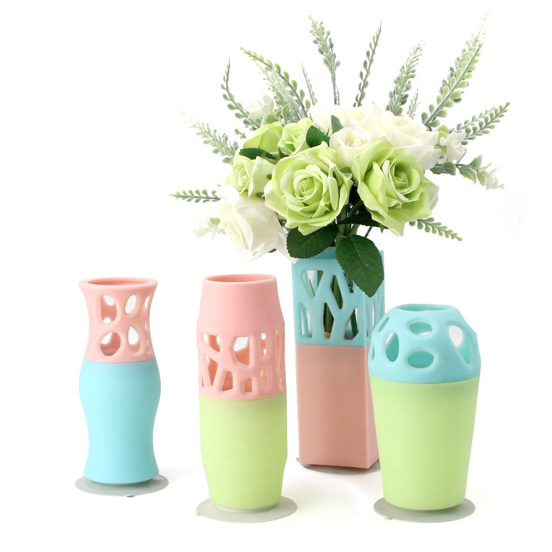 New Arrival Silicone Vase Silicone Flower Vase Plant Flower Pot With Strong Suction Cup Flower Vase