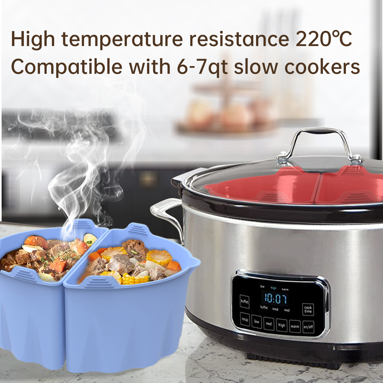 New Arrivals 2 in 1 Silicone Slow Cooker Liner 6qt 7qt 8qt Oval Slow Cooker Reusable Food Grade Silicone Crock Pot Liners