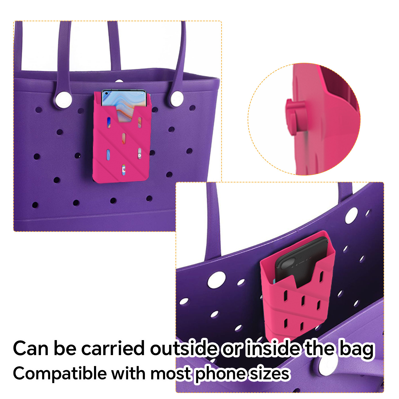 Durable Silicone Mobile Phone Storage Bag Mobile Phone Holder For Hole Beach Bogg Bag Hole Bag Mobile Phone Holder