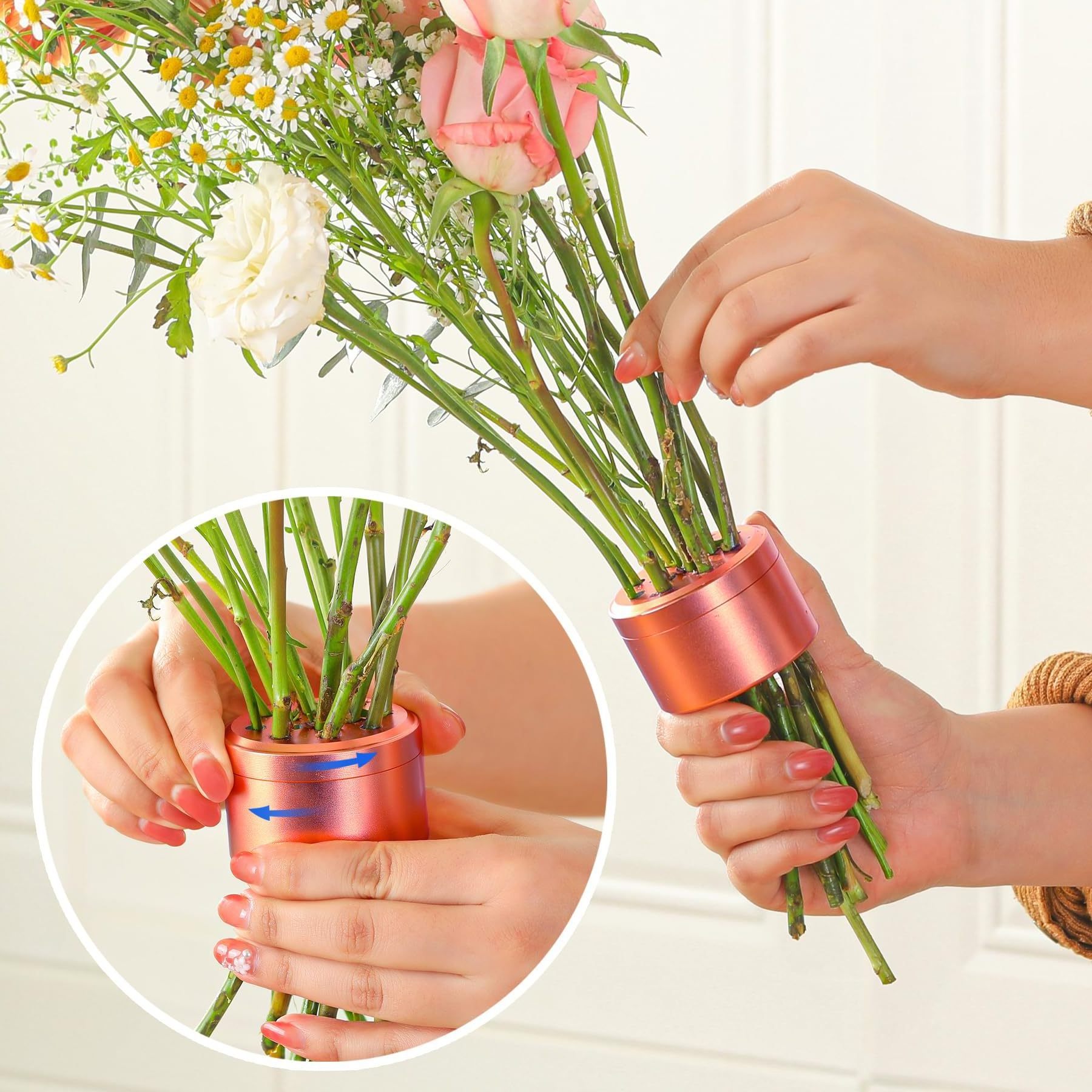 Newest Flower Arrangement Holder Bouquet Holder Floral Arranger Tool Shaper Ring Spiral Ikebana Stem Holder For Vases