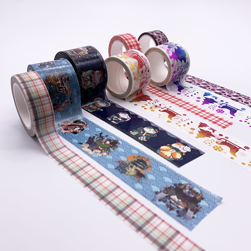 Washi Tape Manufacturer Cetak Kawaii Pet Cartoon Adhesive Cute Washi Masking Tape With Gold Foil