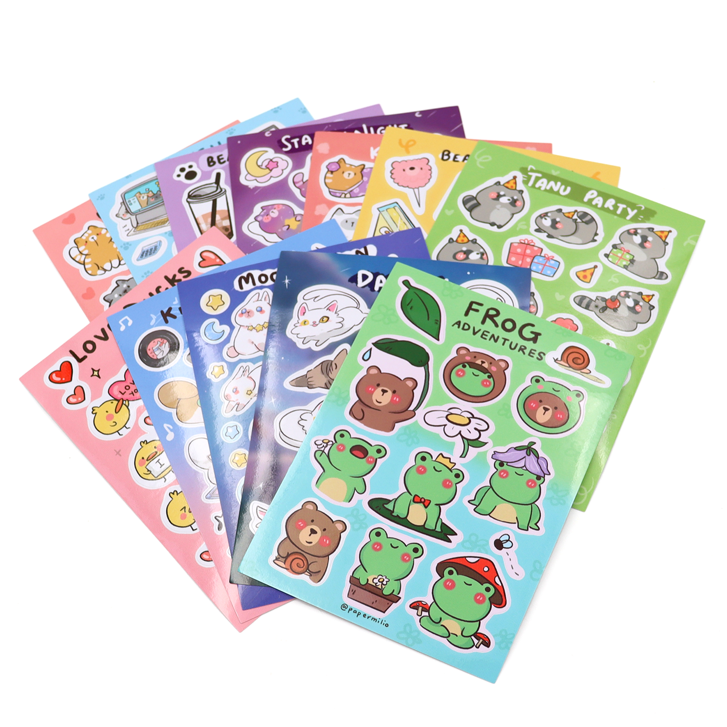 Custom Design Waterproof PVC Kiss Cut Sticker Printing Adhesive Vinyl Cartoon Stickers Sheet