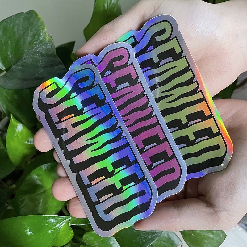 Waterproof Adhesive Holographic Vinyl Sticker Custom Logo Die Cut Laser Hologram Stickers