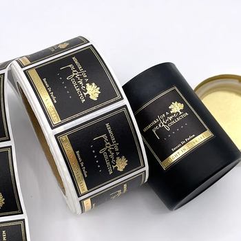 Custom Design Logo Printed Gold Foil Embossed Labels Luxury Candle Jar Label Sticker