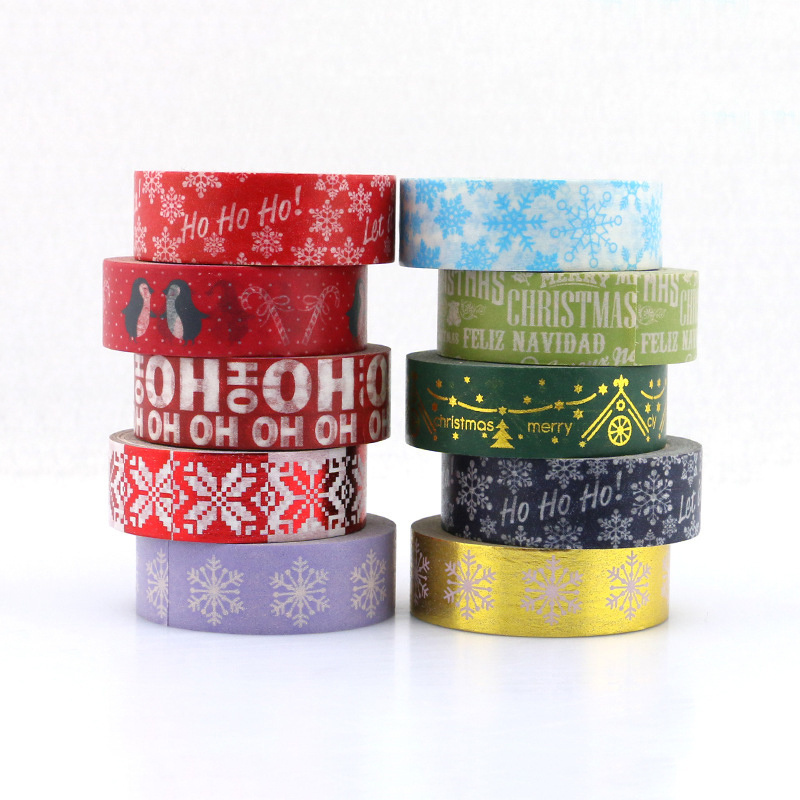 Hot Sales Custom Printing Adhesive 5mm Paper Decorative Christmas Holiday Washi Tapes Roll Custom Logo Waterproof