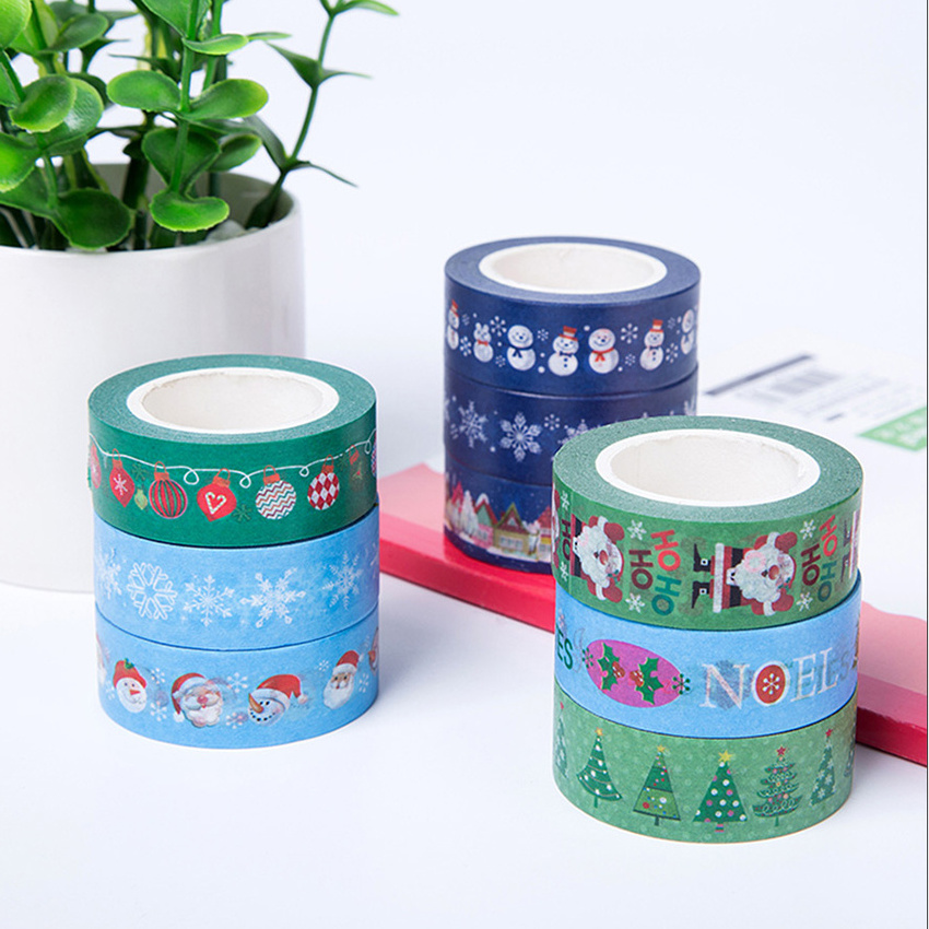 Hot Sales Custom Printing Adhesive 5mm Paper Decorative Christmas Holiday Washi Tapes Roll Custom Logo Waterproof