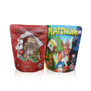 Custom Mylar Bags 3.5g Smell Proof Zipper Pouch Tobacco Cigar Mylar Bags Holographic Packaging Bags