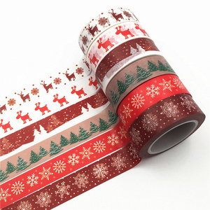 Hot Sales Custom Printing Adhesive 5mm Paper Decorative Christmas Holiday Washi Tapes Roll Custom Logo Waterproof