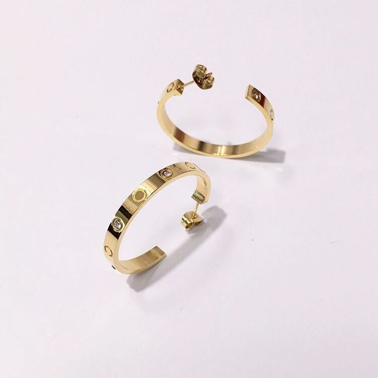 high quality minimalist style C shape stainless steel diamond cuff earring ear cuff for woman jewelry