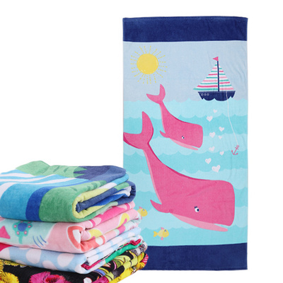 Luxury Customized Jacquard Large Water Absorbent Cartoon Kids Logo Terry Swim Bath Towel Custom Printed Cotton Beach Towels