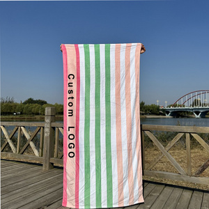 100% Cotton Embroidery Logo Pool Towel Oversized Extra Large Stripe Terry Custom Printed Cotton Beach Towel