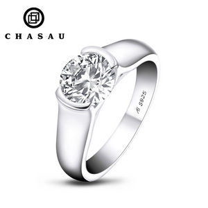 Hot Sale Classic Fashion Women Fine Jewelry 2ct 2.0ct 2 carat 8mm Moissanite 925 Sterling Silver Wedding Engagement Ring for men