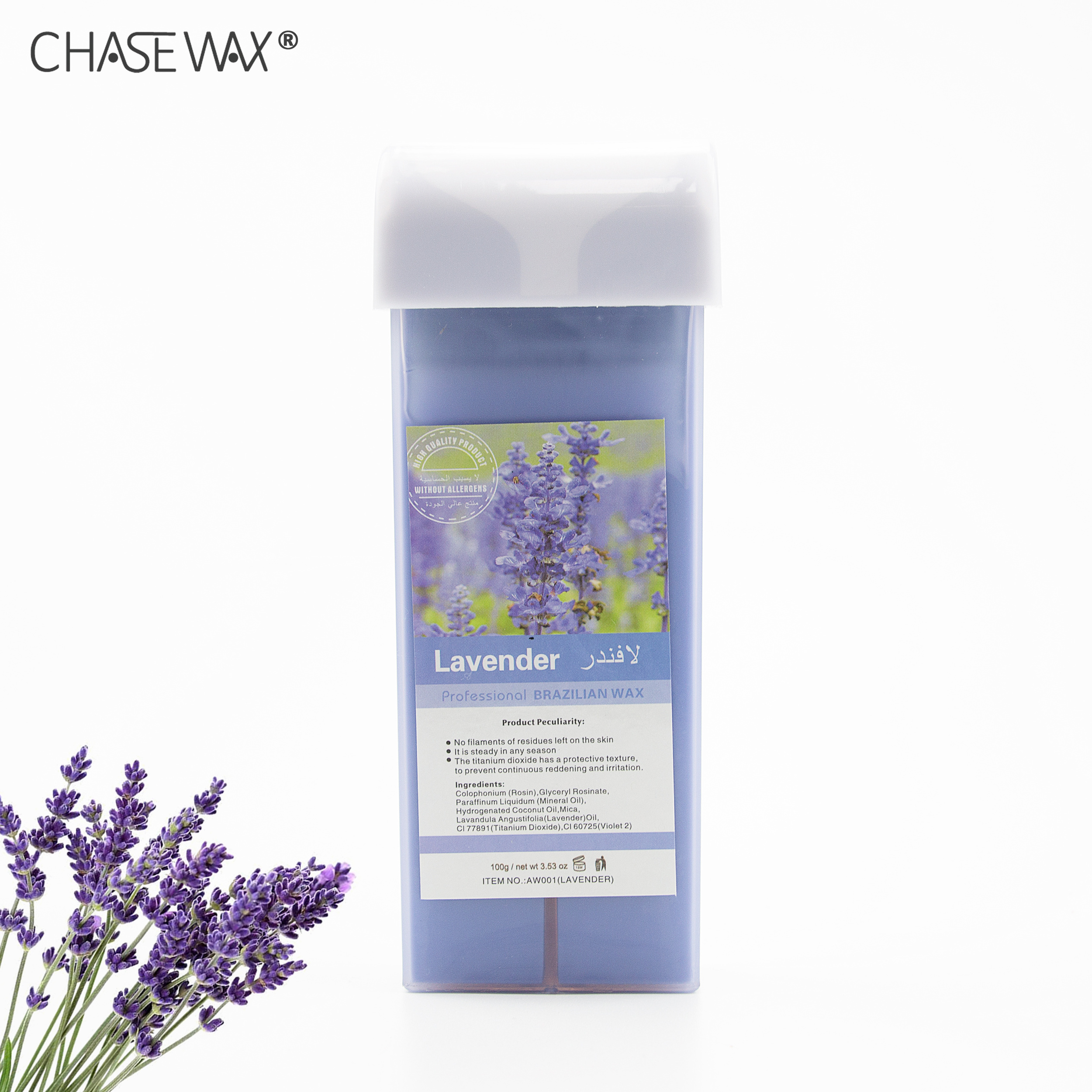 Creamy Texture 100g Lavender Soft  Depilatory Wax Roller Cartridges Roll On Wax For Brazilian Waxing