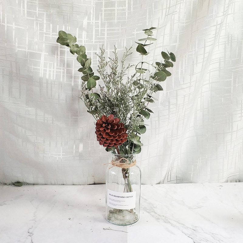 home dried flower arrangement ornament wedding decoration table centerpieces long lasting floral centerpiece in glass bottle