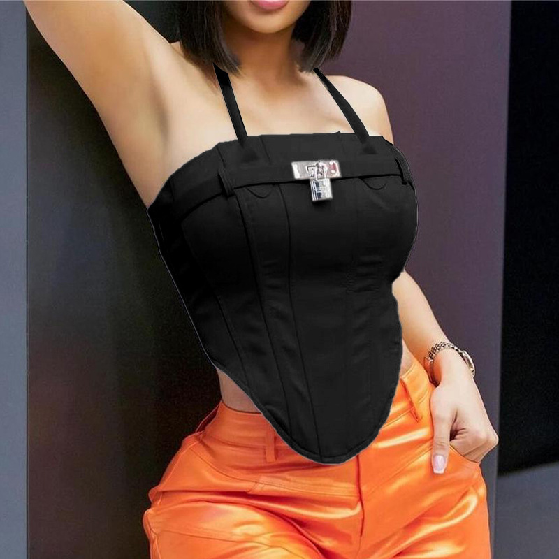 Top Seller 2023 Ideas Products Sexy Halter Backless Slim Irregular Vest Body Tops for Ladies