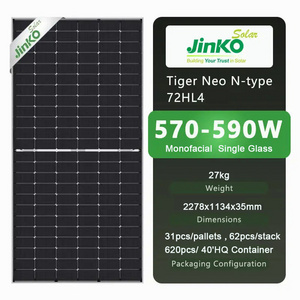 JinKO Tiger Neo 590W N-type 72 Solar Panels OEM Half Cell Single Glass PV Module 590watt Monocrystalline Silicon Solar Panels EU