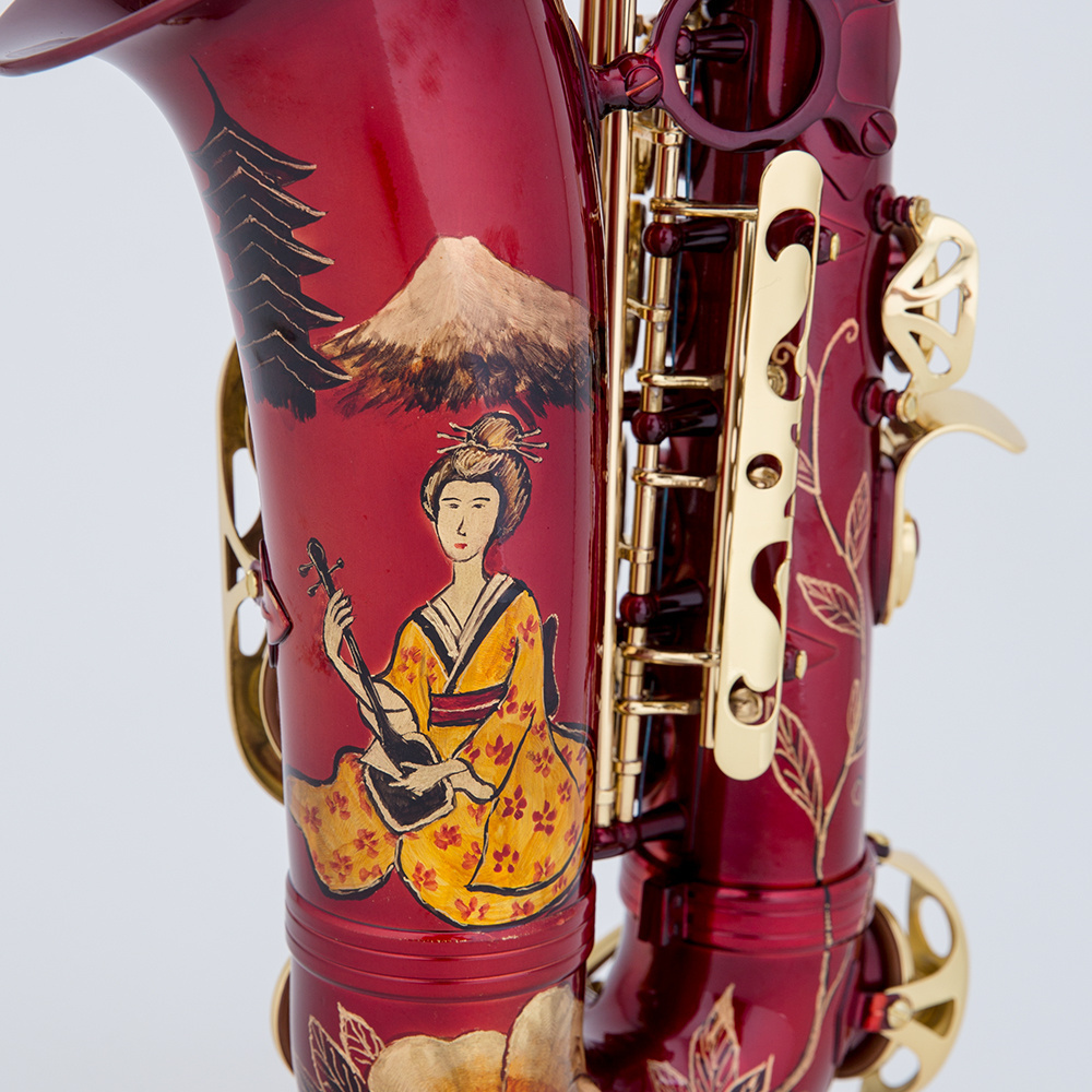 Red Colored Yellow Brass body Professional Model Eb Tone Alto Saxophone