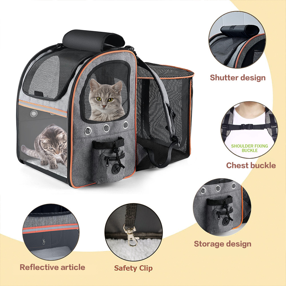 Expandable Soft-Sided Foldable Mesh Windows Bicycle Carrier Travel Bag Cat Dog Pet Carrier Backpack Pet Backpack Carrier