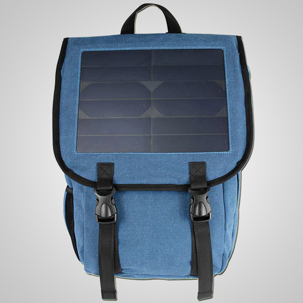 New Arrival Bag Pack with Solar Panel Charger Power Bank for Smart Phone Canvas Backpack