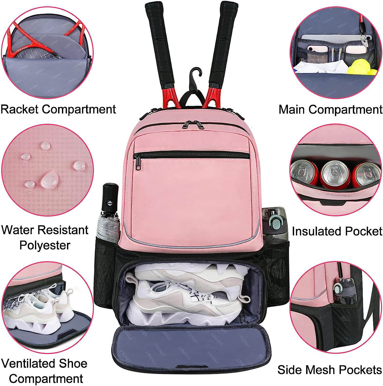 OEM/ODM Design LOGO Multifunctional Sports Bag  With Insulated Pocket And Ventilated Shoe Compartment Tennis Backpack