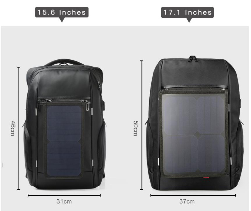 17 inch Solar Panel Backpacks  with USB Charger Anti-theft Business Travel School Bag Waterproof Laptop Backpack