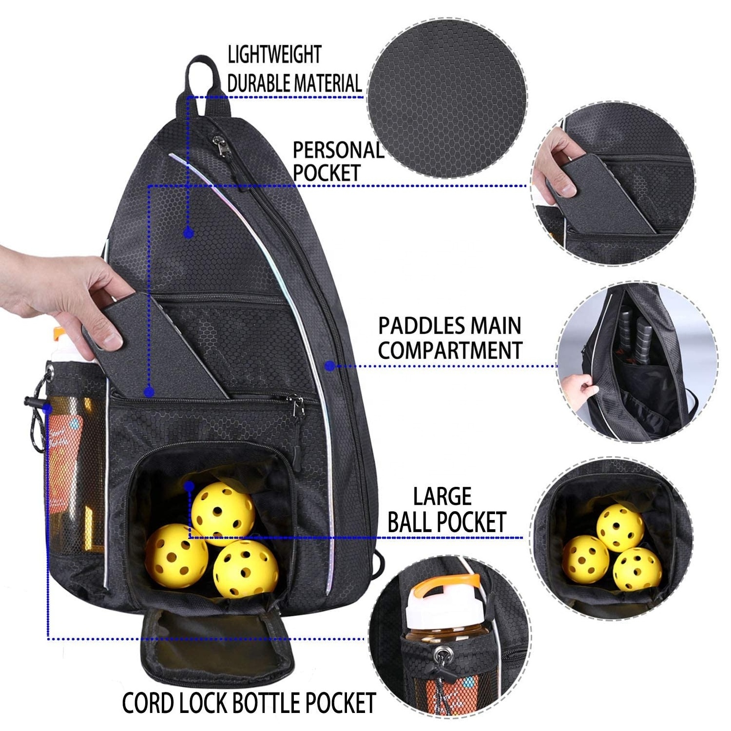 Custom Waterproof Large Capacity Ball Backpack  With Logos Sport Travel Table Tennis Paddle 2 in 1Pickleball Bag