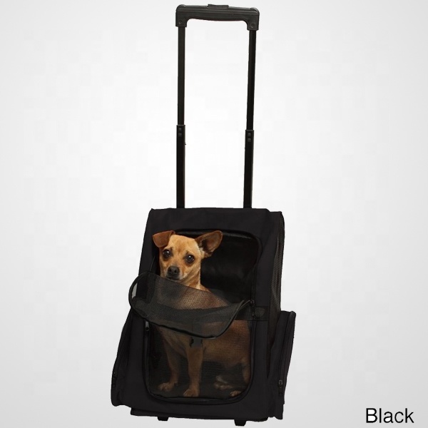 Portable Comfort Travel Rolling Backpack Pet Rolling Carrier Dog Backpack Cats Puppies Travel Bag with Wheels