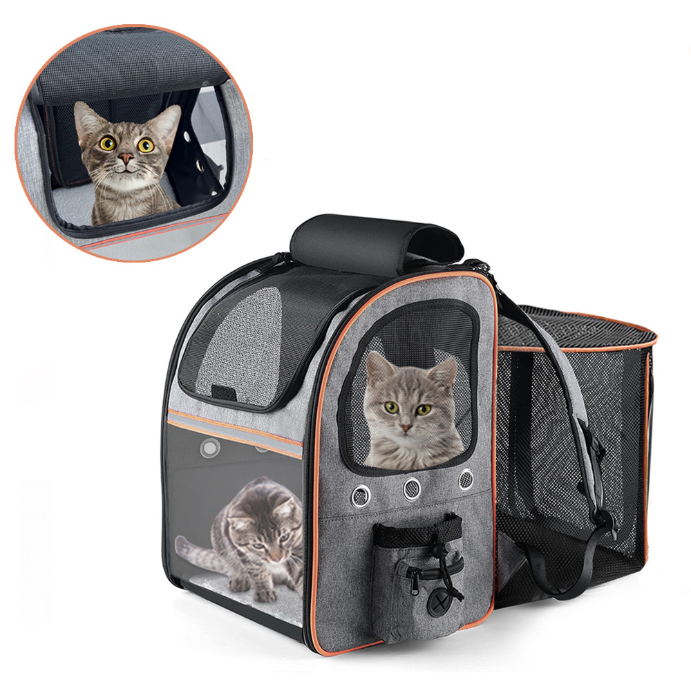 Expandable Soft-Sided Foldable Mesh Windows Bicycle Carrier Travel Bag Cat DogPet Backpack Carrier Pet Carrier Backpack