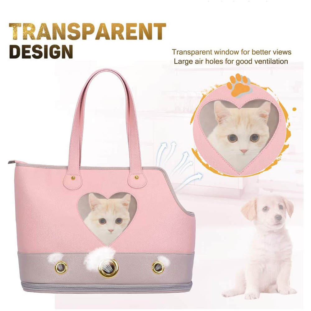 Hot Sale Fashion New Design Foldable Waterproof Pu Leather Pet Purse Portable Bag Pet Dog Cat Carrier For Cat And Small Dog