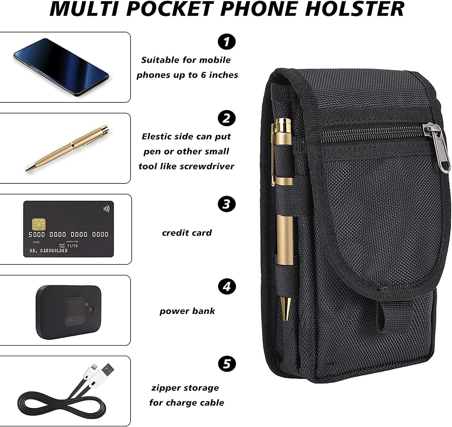 Hot sell Phone Holster Multi-Purpose Tool Holder Carrying Case Card Holder Large Smartphone Pouch Phone Pouch