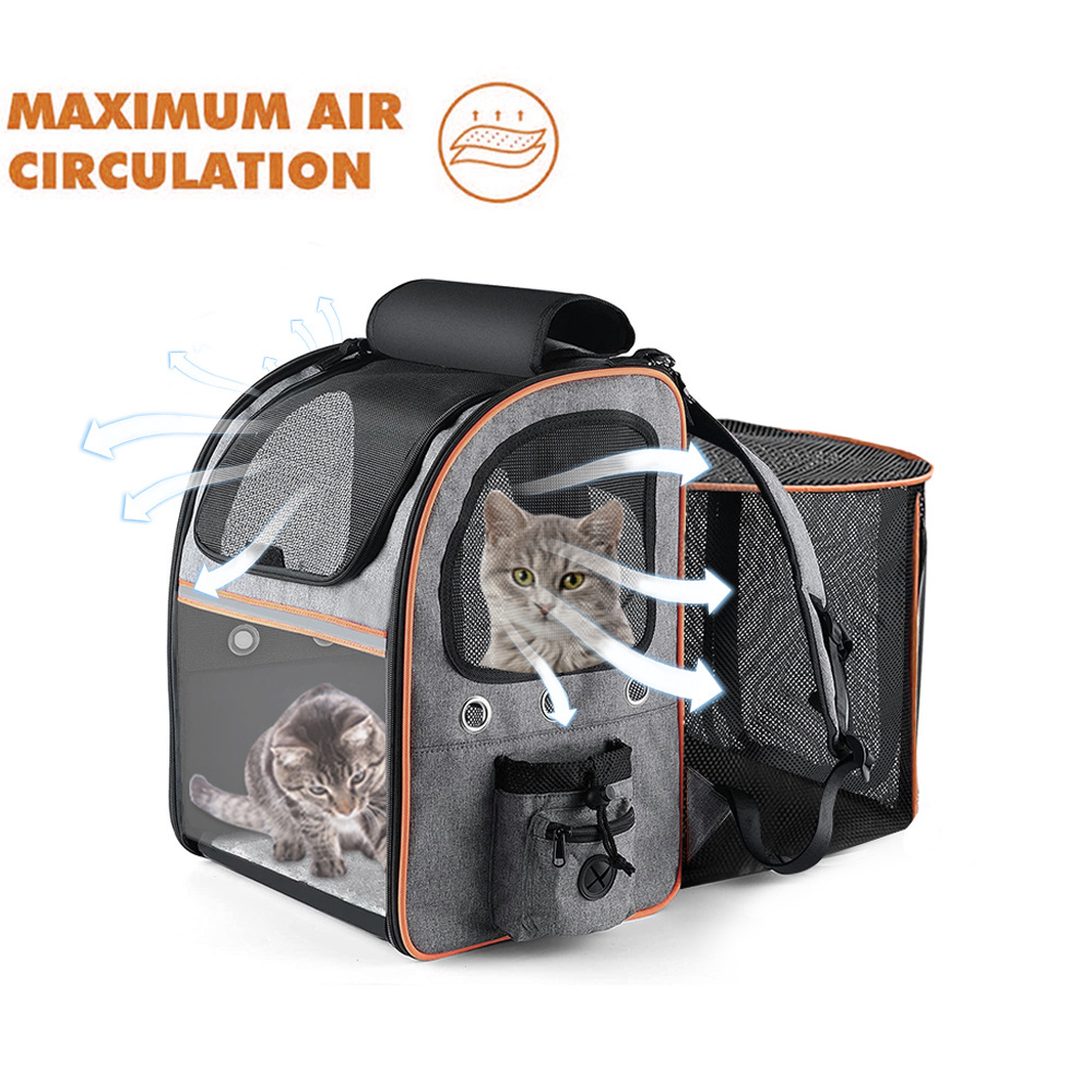 Expandable Soft-Sided Foldable Mesh Windows Bicycle Carrier Travel Bag Cat DogPet Backpack Carrier Pet Carrier Backpack