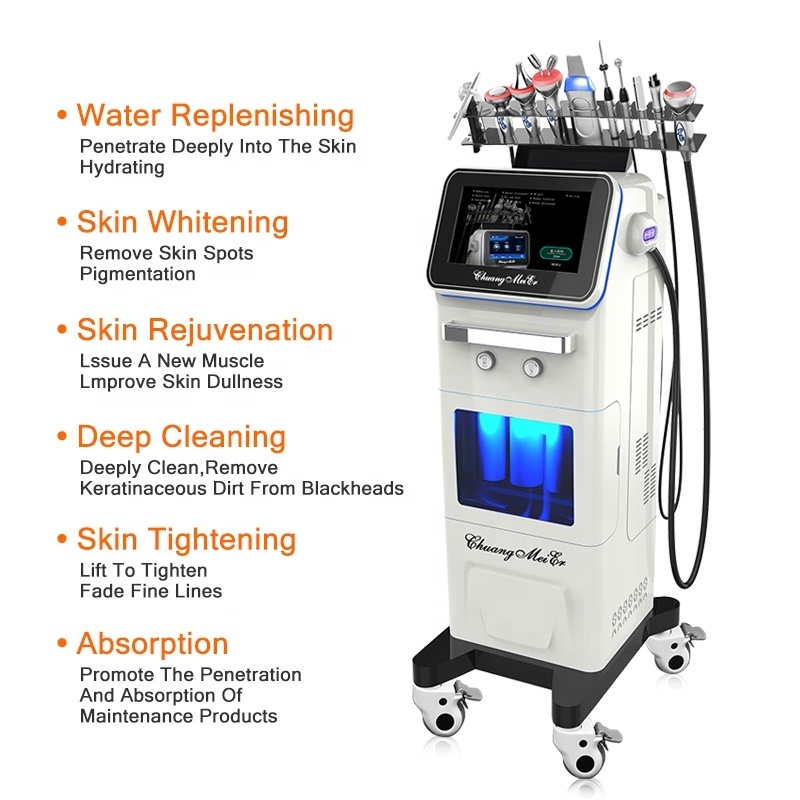 Professional 10 In 1 Hydro Dermabrasion Skin Deep Cleansing Machine Black Head Removal Acne Treatment RF Skin Tightening Machine