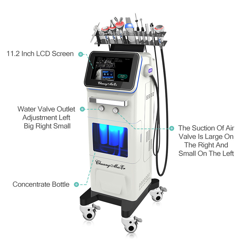 Professional 10 In 1 Hydro Dermabrasion Skin Deep Cleansing Machine Black Head Removal Acne Treatment RF Skin Tightening Machine