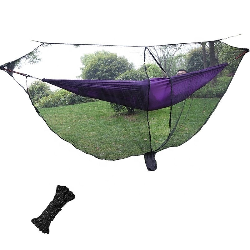 Outdoor Polyester Fine Netting Easy Carry One Opening Door With Zipper Hammock  Mosquito Net Cover