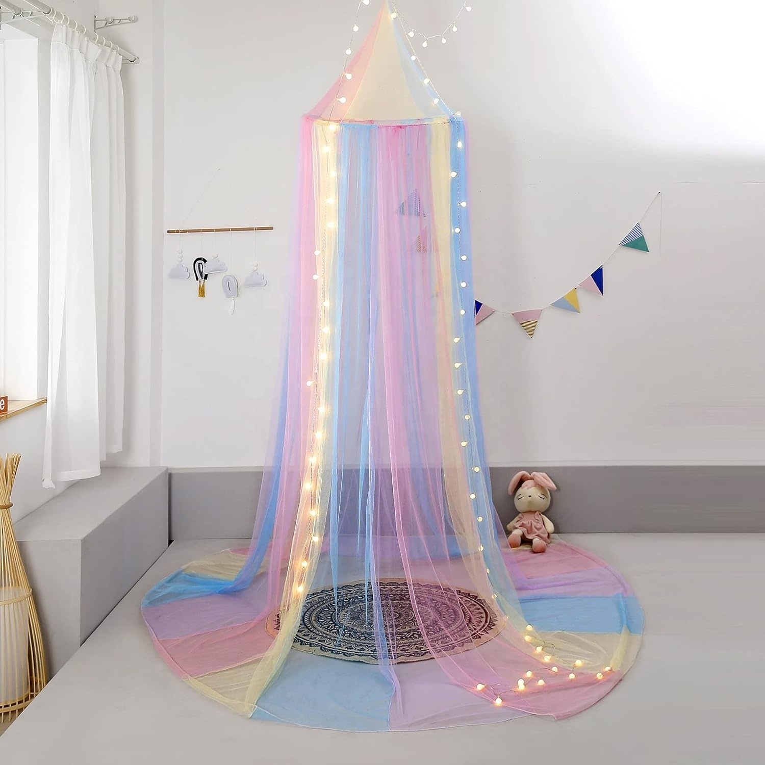 Rainbow Bed Canopy For Girls Room Bed Netting for Twin Single Full Queen Size Bed Reading Corners Room Decor Mosquito Net