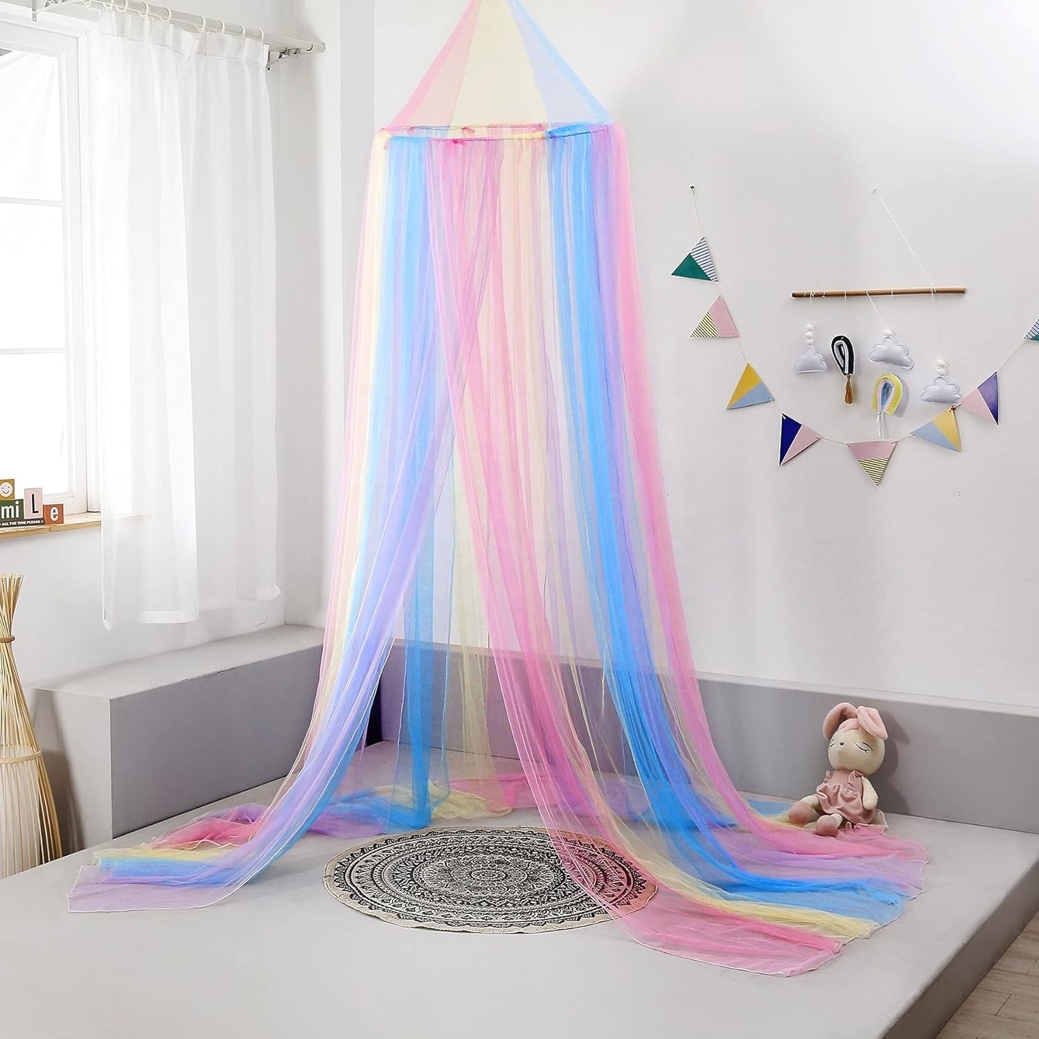 Rainbow Bed Canopy For Girls Room Bed Netting for Twin Single Full Queen Size Bed Reading Corners Room Decor Mosquito Net